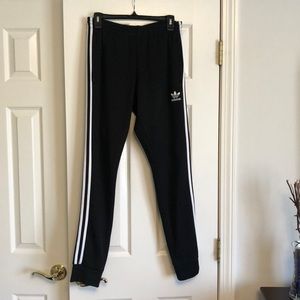 Mens Black with 3 Stripes Adidas Superstar Joggers (Size Small)